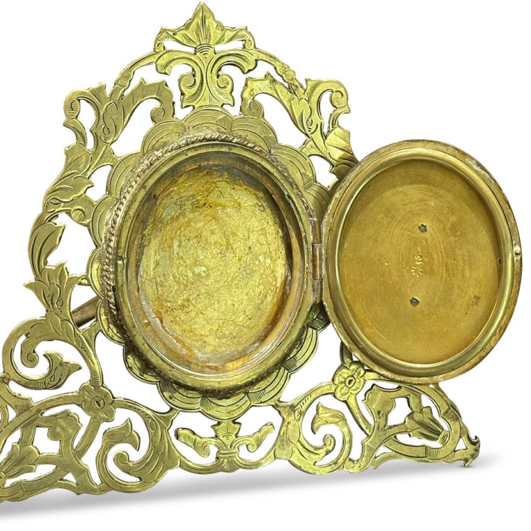 Victorian brass photo frame With cabochon agate c.1890