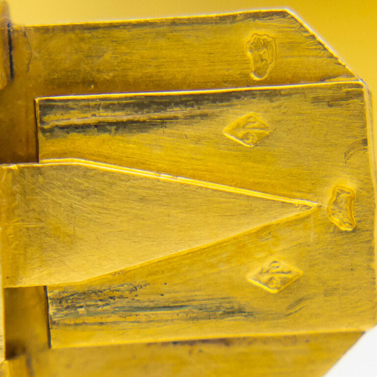 antique French gold and diamond bangle rendered to mimic a piece of bamboo
