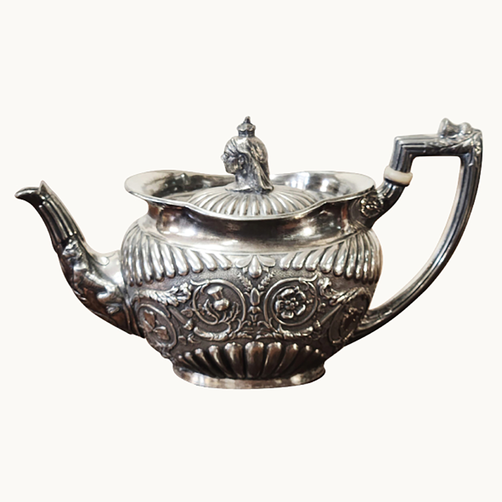 19th century silver teapot