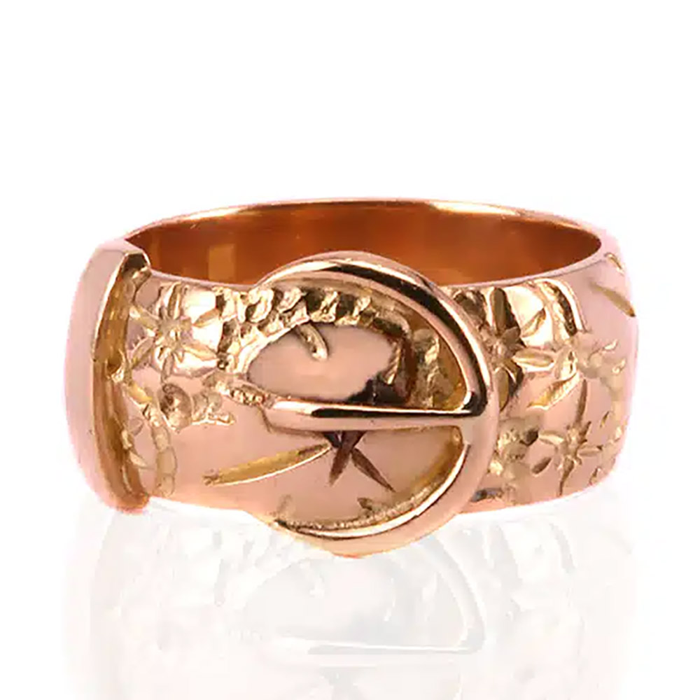 Hand engraved antique buckle ring