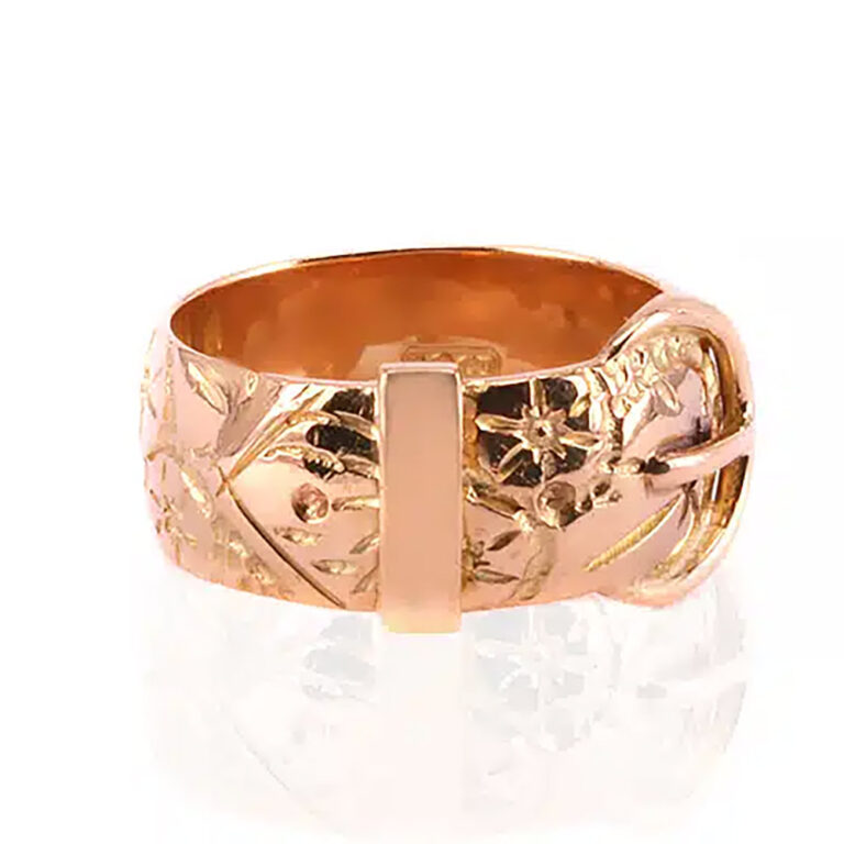 Hand engraved antique buckle ring
