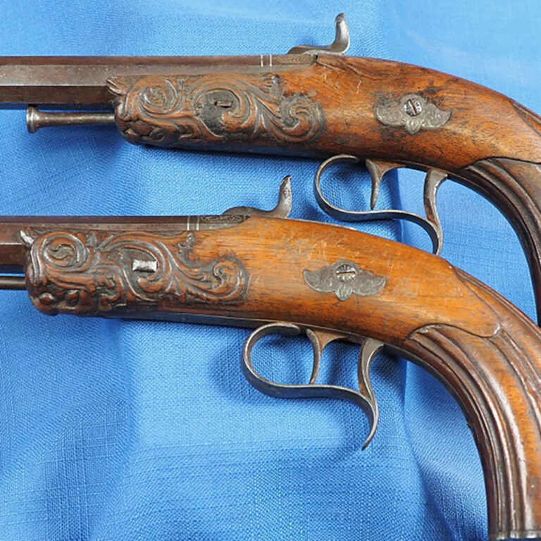 Pair Prussian travelling percussion pistols c.1840