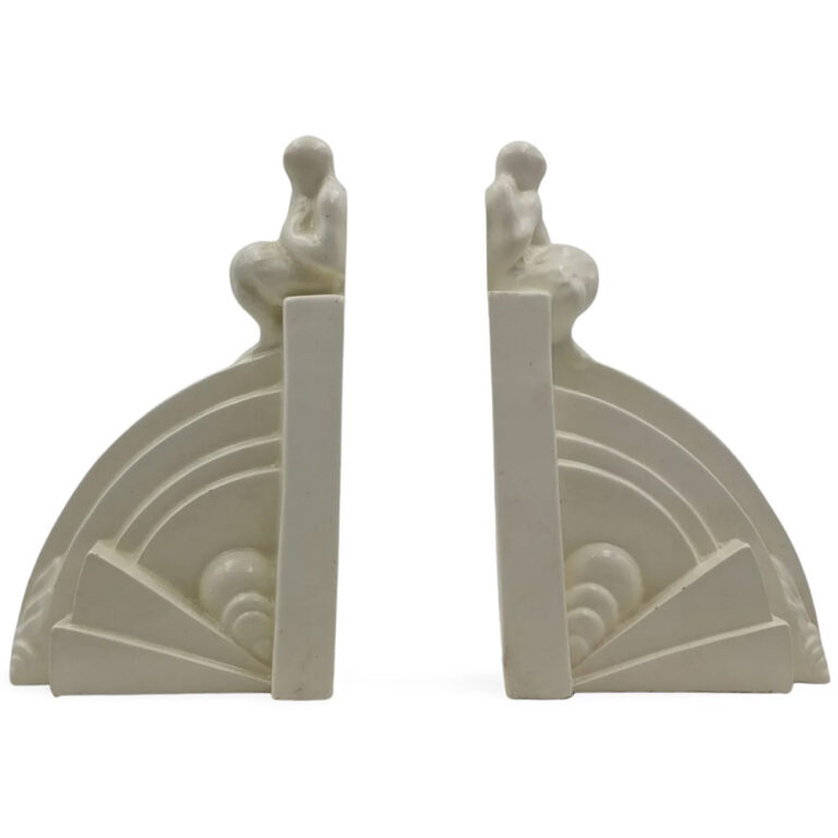 Art Deco Wedgwood creamware bookends by Eric Olsen