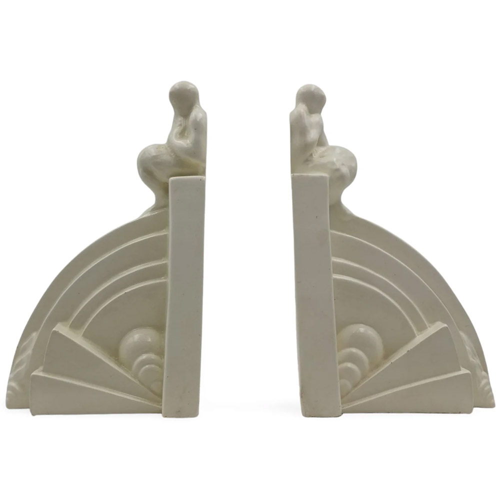 Art Deco Wedgwood creamware bookends by Eric Olsen