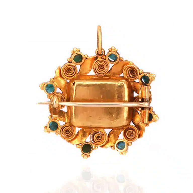 Antique turquoise and hair locket pendant