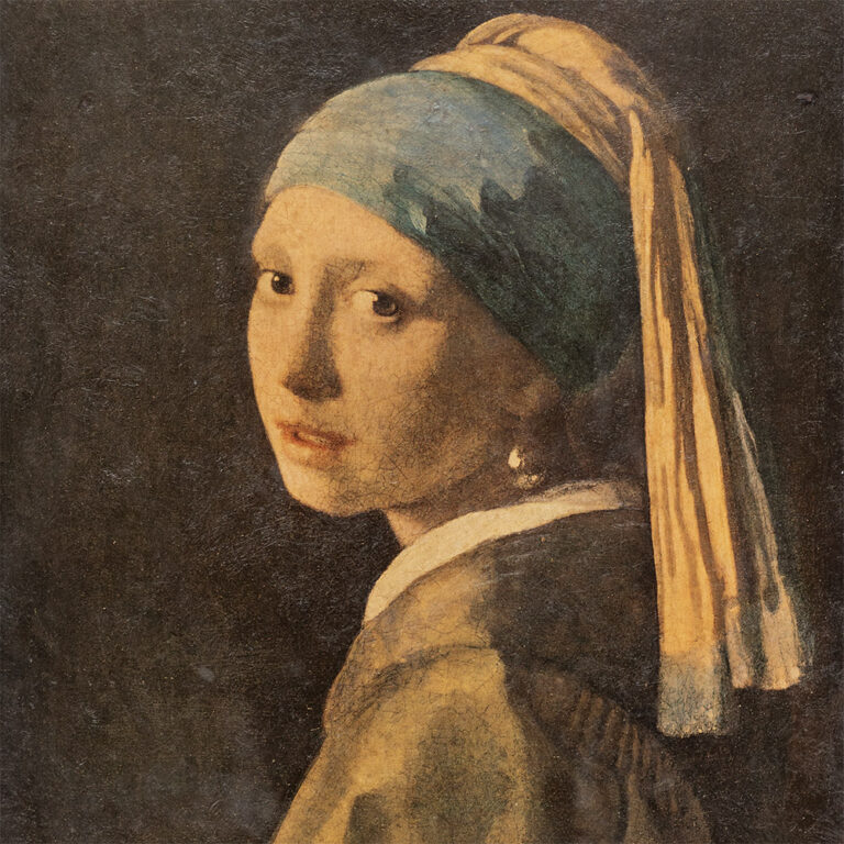 gilt framed oileograph depicts ‘Girl with Pearl Earring’