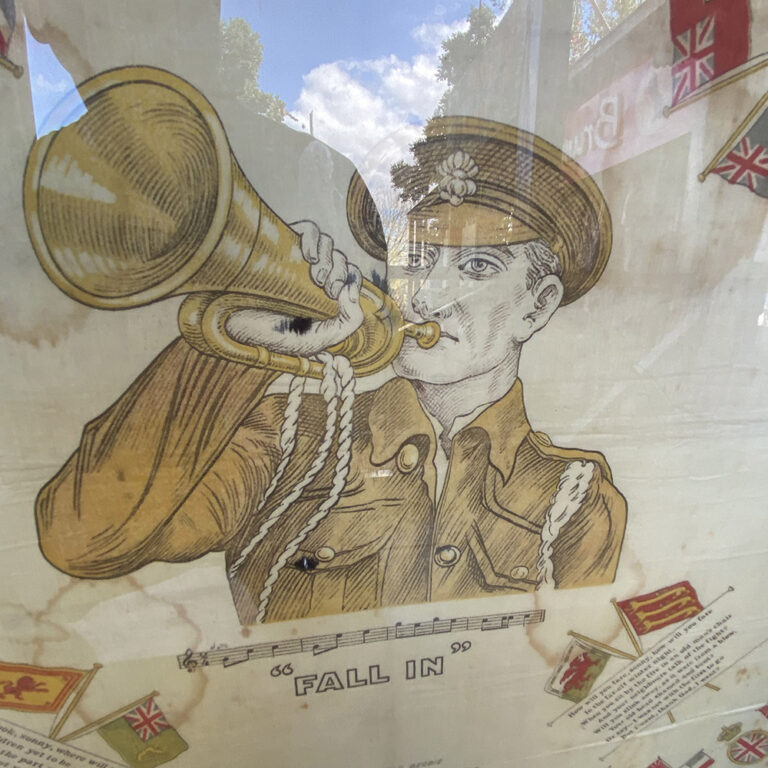 WWI silk framed Call to Arms