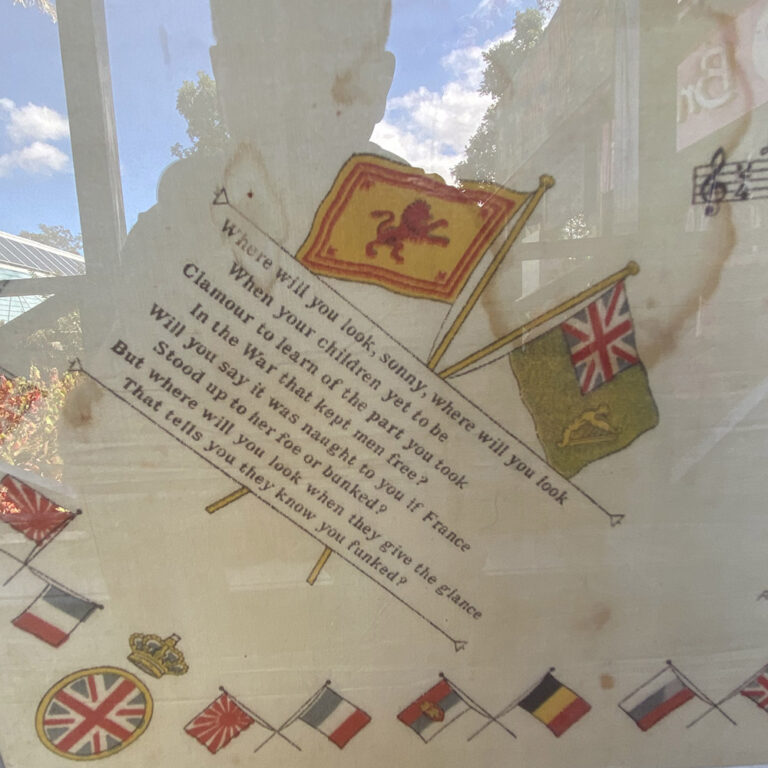 WWI silk framed Call to Arms