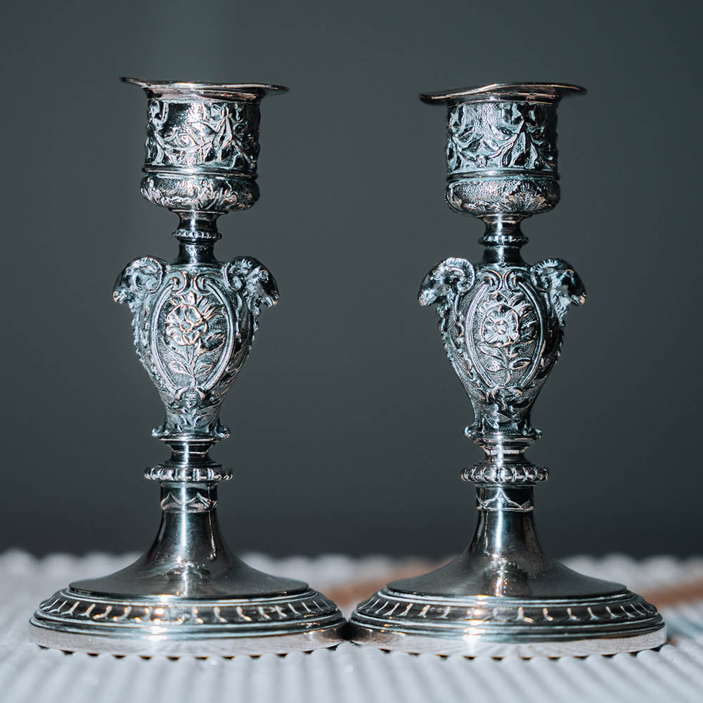 Pair of silverplated candlesticks By Walker & Hall