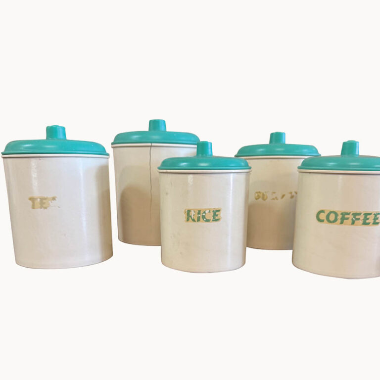 Set of green vintage Bakelite canisters