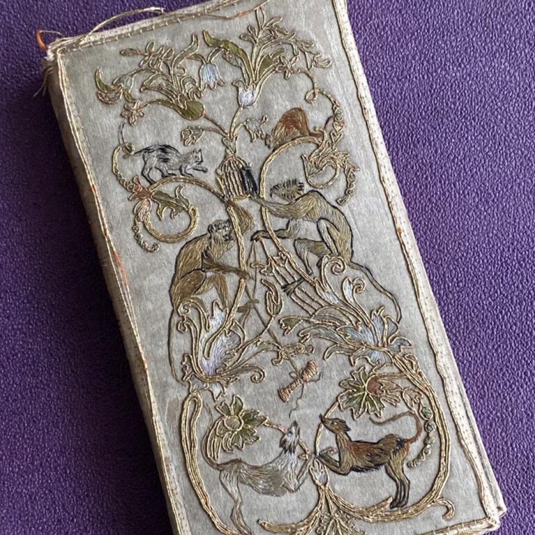 Elizabethan style embroidered book cover