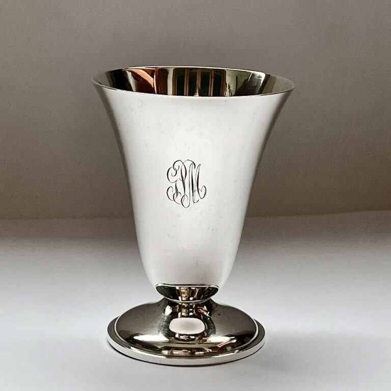 Set of 12 antique American sterling silver cups, with the early stylised hammer mark and initials of Julius Olaf Randahl