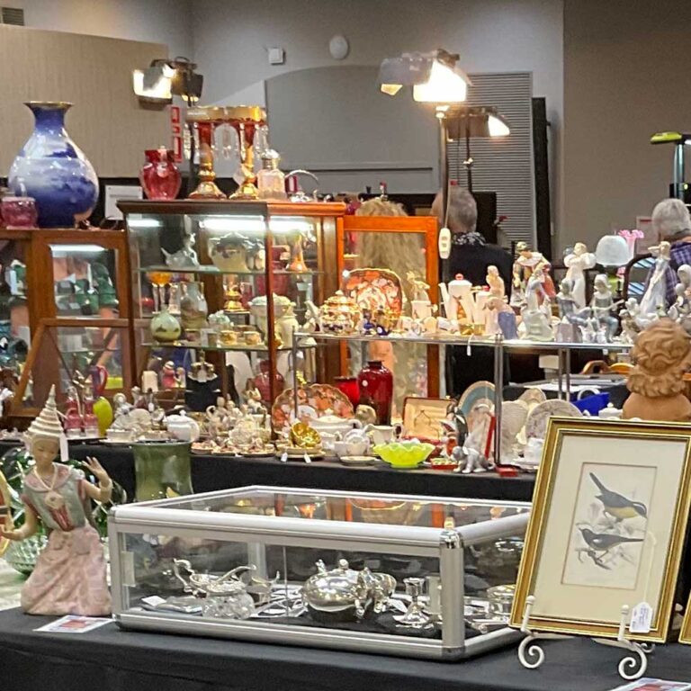 Albion Antiques Collectables Fair featuring unique porcelain, glass and fine art collections