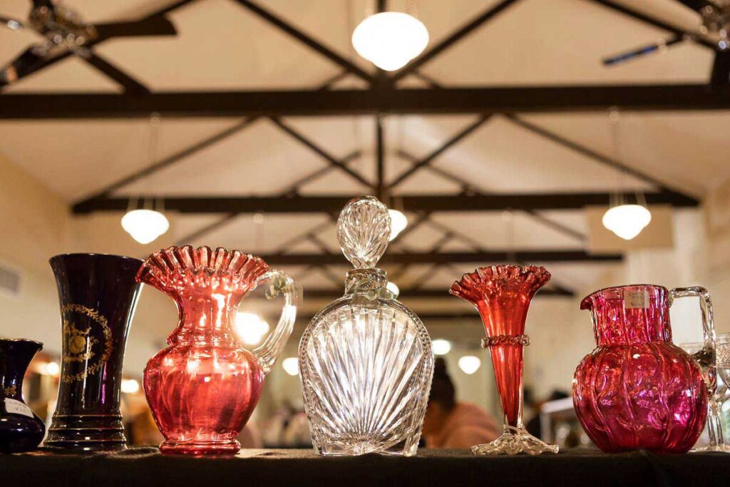 Beautiful glass collectables at Chiltern Antique and Collectables Fair