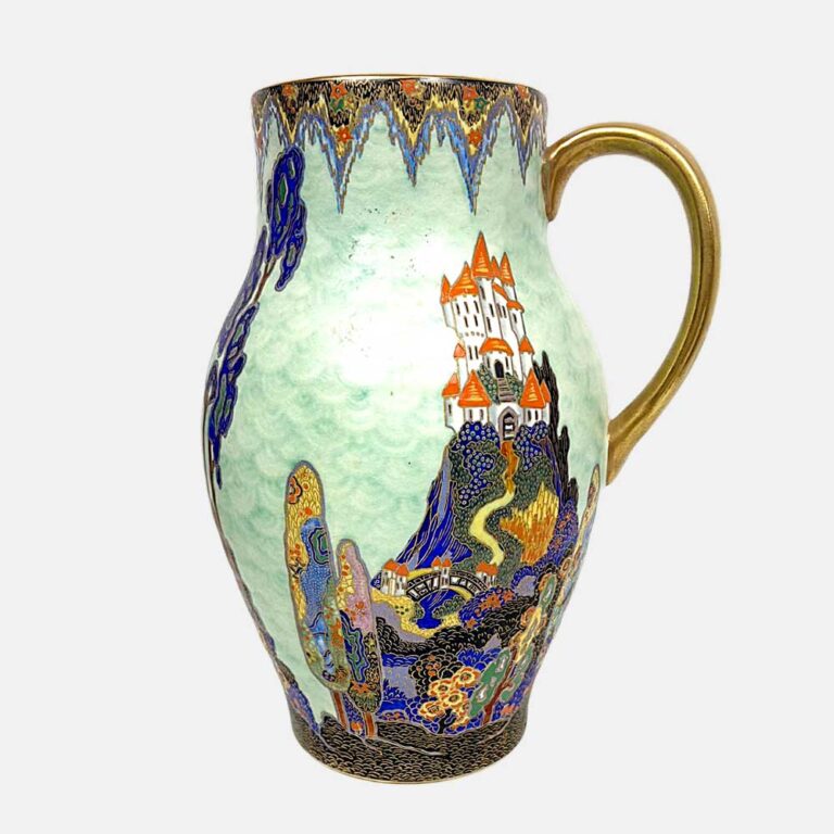 A Large Crown Devon "Fairy Castle" Ewer