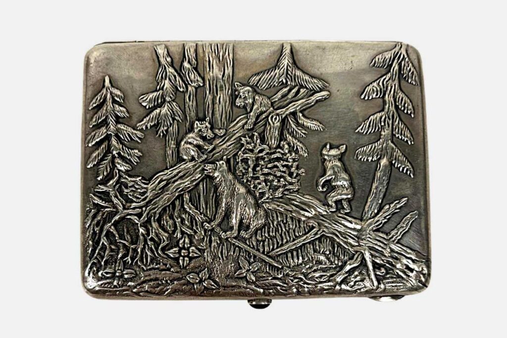 A 20th Century Imperial Russian Silver Rectangular Form Cigarette Case, Moscow 1908-1926, Maker: Konstantin Skvorstov
