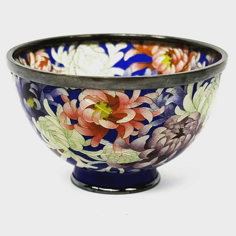 A Japanese Pliqué-A-Jour Cloisonné Translucent Enamel Footed Bowl, Meiji Period