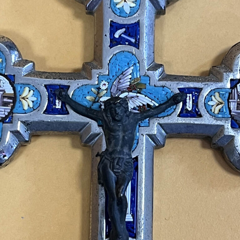 Italian micro-mosaic cross on steel