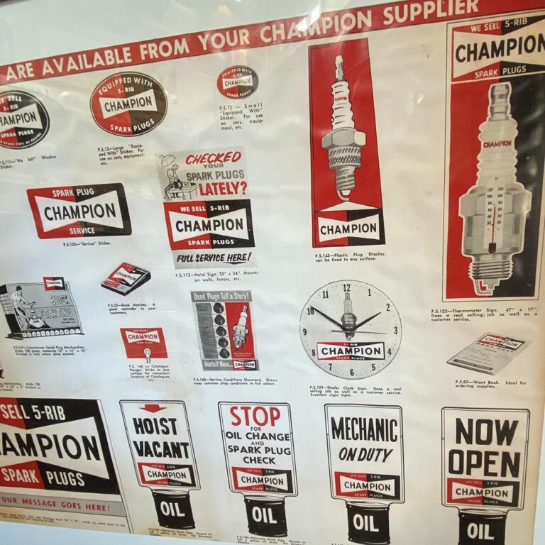 Original framed Champion Spark Plug advertising poster