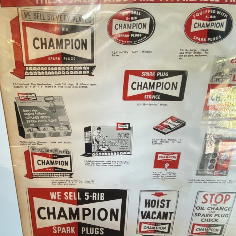 Original framed Champion Spark Plug advertising poster
