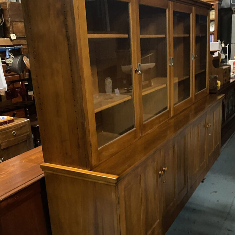 Federation two height pine cabinet with adjustable top shelves.
