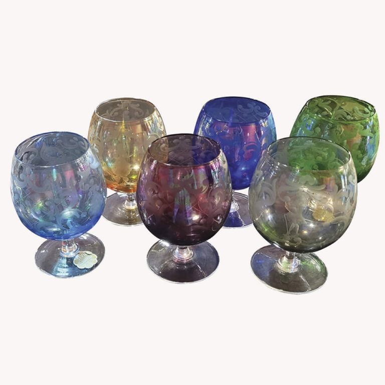 Set of 6 retro glasses, Venetian crystal brandy glasses