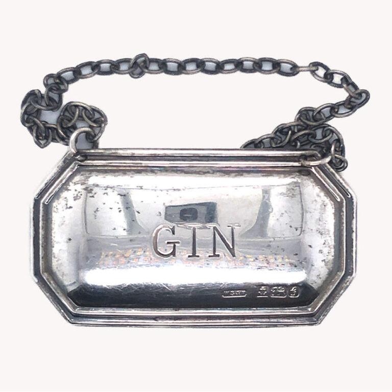 Sterling silver ‘Gin’ decanter label
