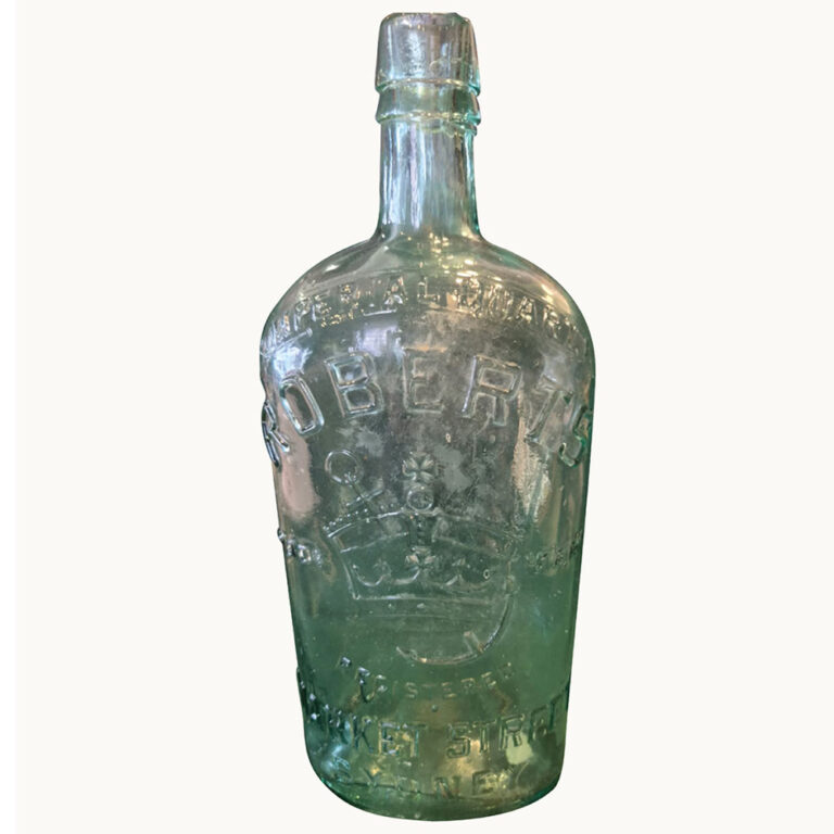 A Roberts Imperial quart whisky bottle from the late 1800s.