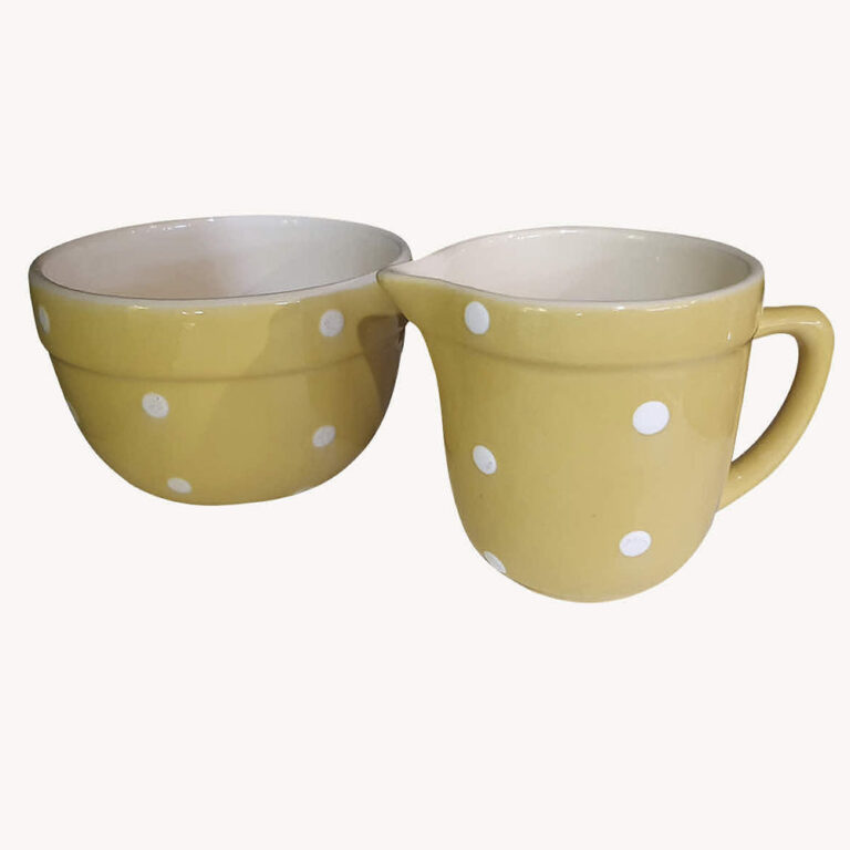 Australian pottery Diana Pottery yellow spots mixing bowl and jug