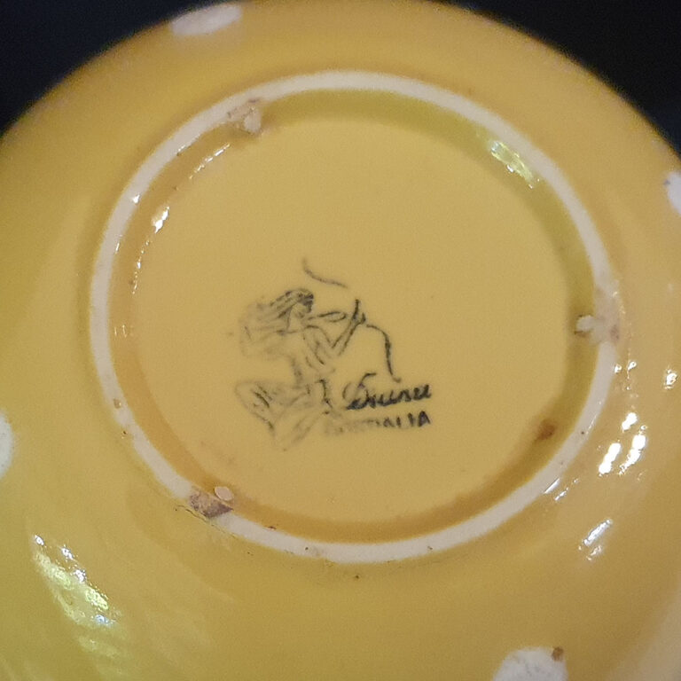 Australian pottery Diana Pottery yellow spots mixing bowl and jug