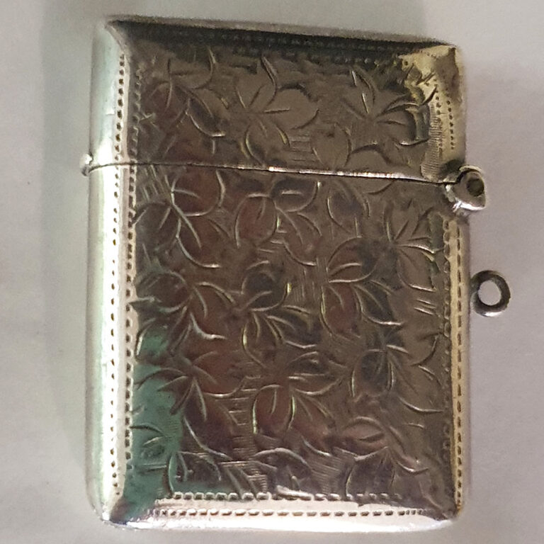 Sterling silver vesta case hallmarked for Chester 1897