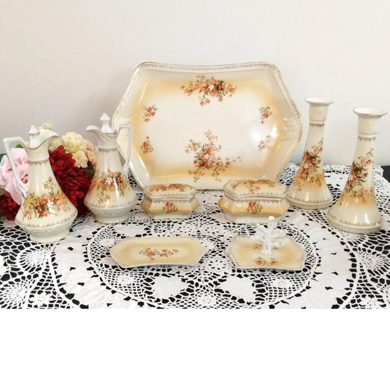 Vintage mid century dressing table set 9 pieces in total