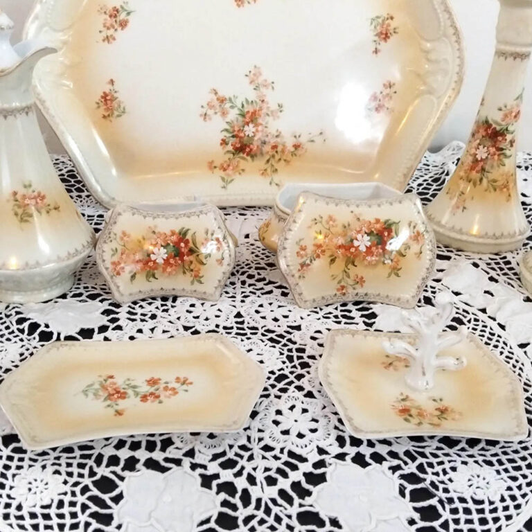 Vintage mid century dressing table set 9 pieces in total