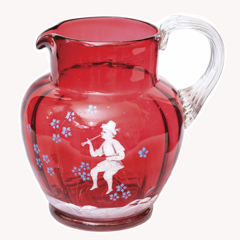 Mary Gregory ruby glass jug