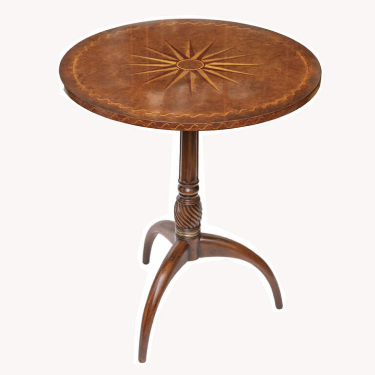 English Regency Revival walnut occasional table With starburst marquetry inlay