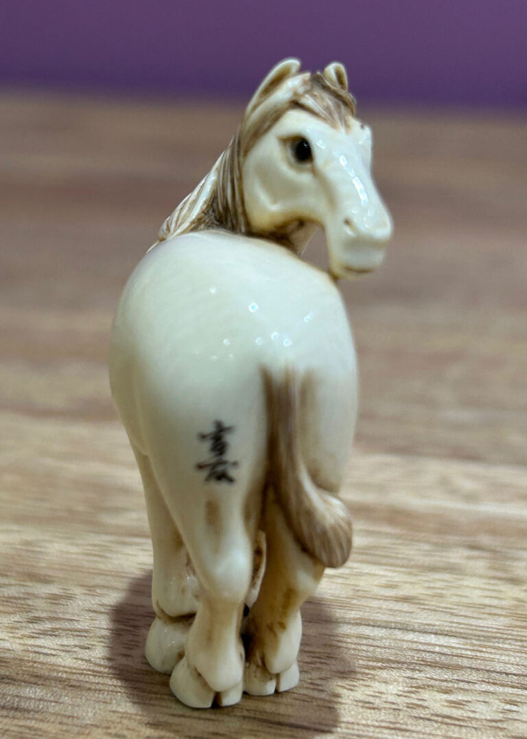 ivory horse netsuke meiji period