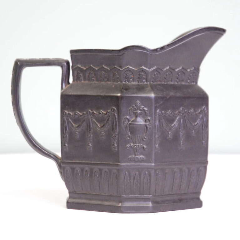 An octagonal creamer with neoclassical decoration by Adams, c.1805