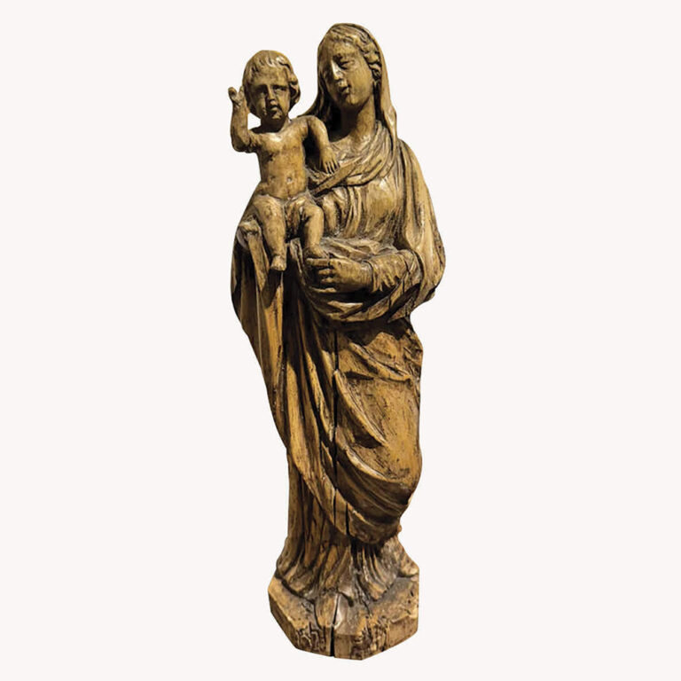 German carved limewood figure of the Madonna and child