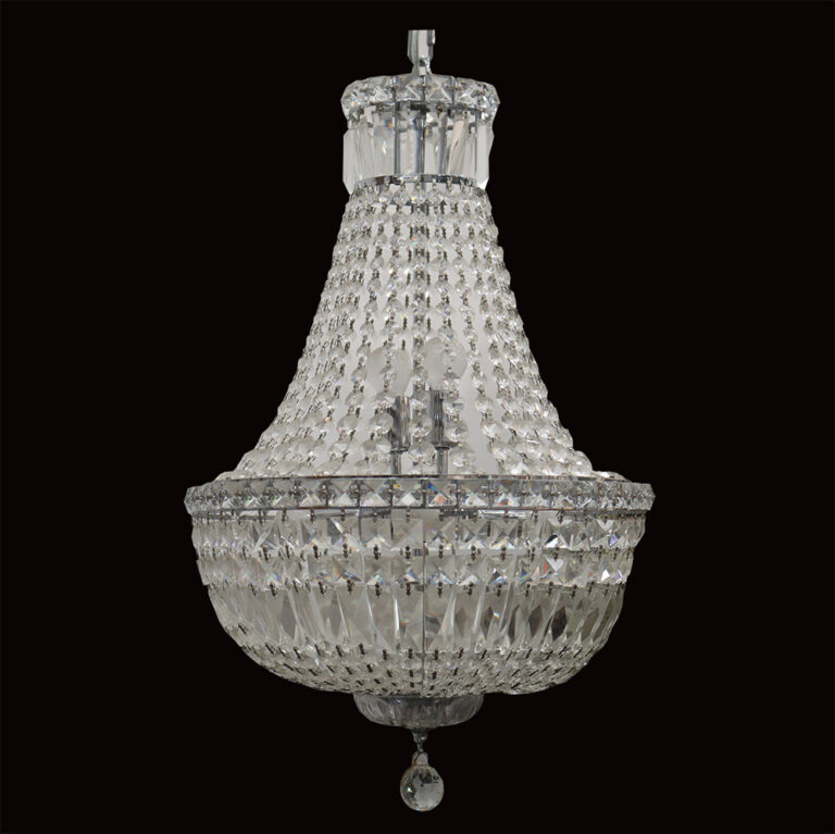 A stunning crystal chandelier with ceiling mount
