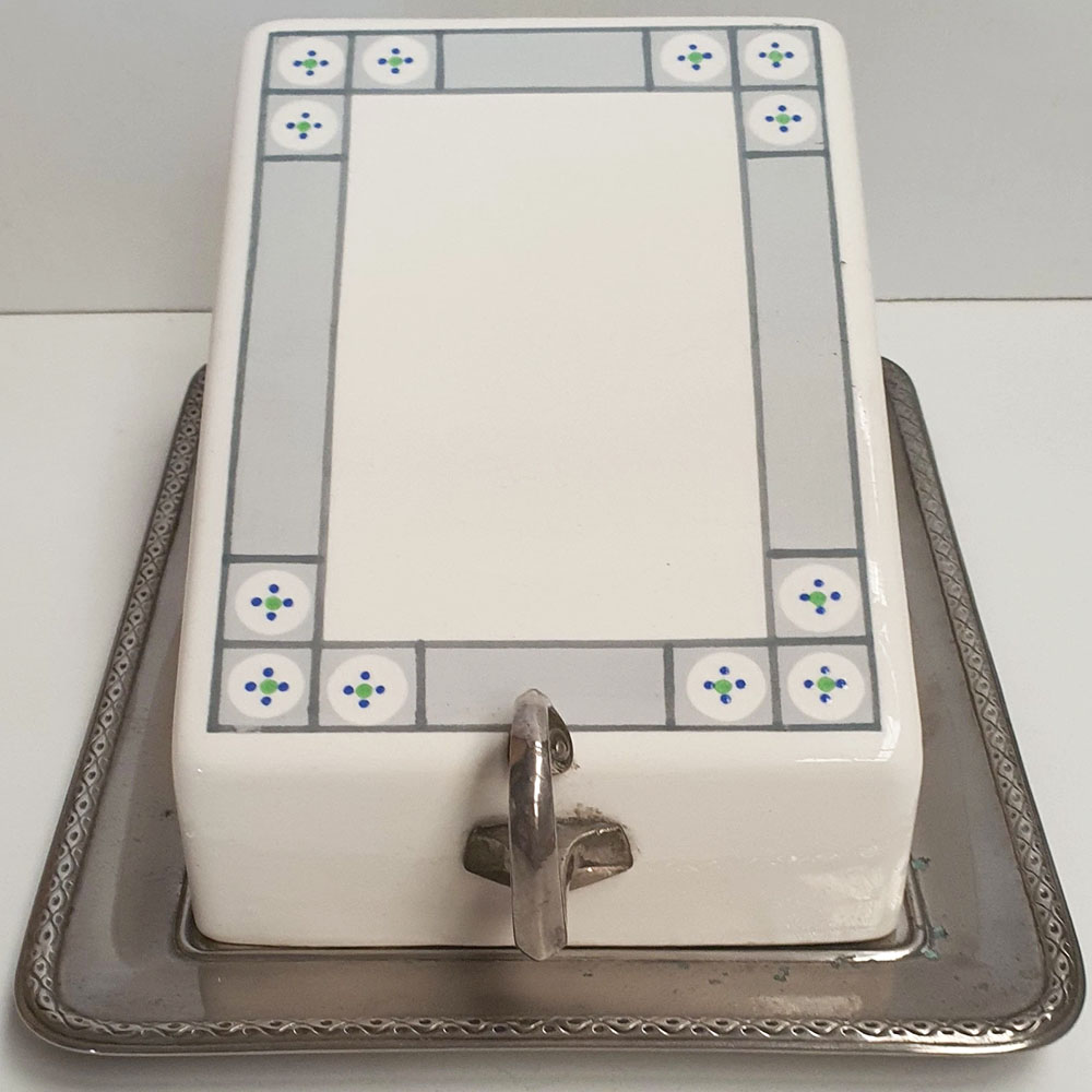German Wächtersbacher and WMF ceramic and metal cheese keeper