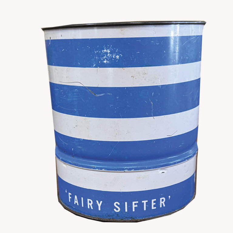 Vintage blue and white hand held ‘Fairy Sifter’ made in Australia.