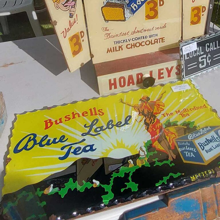 Advertising signs at Maldon Antique Fair