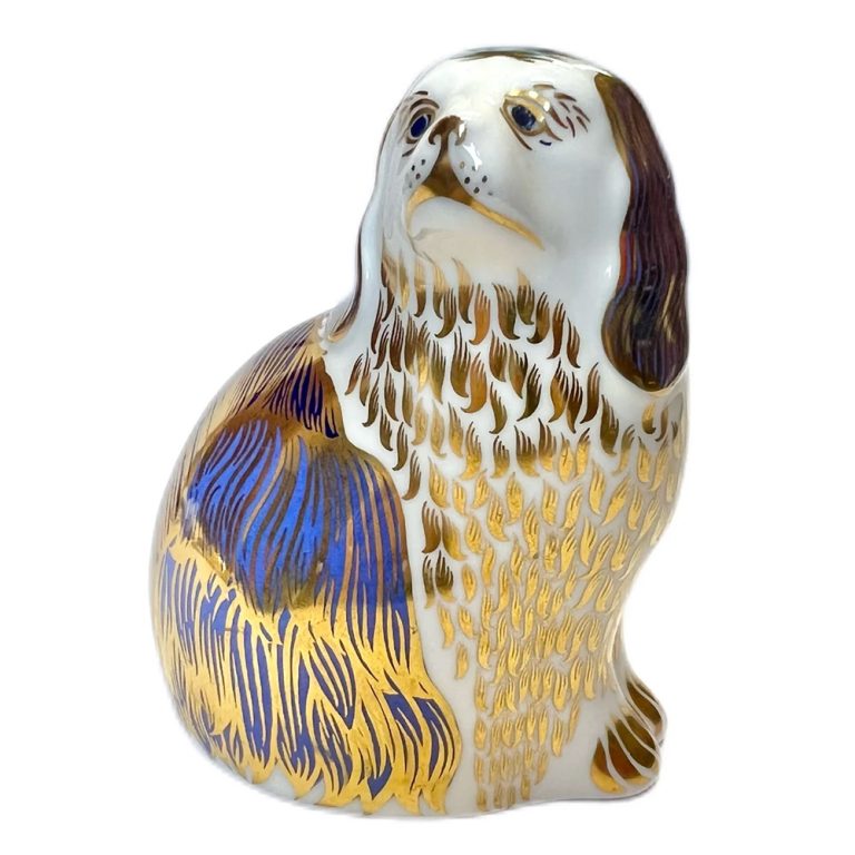 Vintage paperweight, King Charles Spaniel by Royal Crown Derby