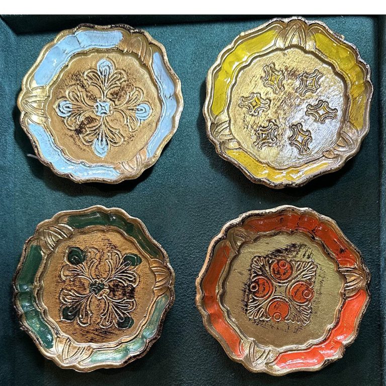 Set of 6 mid century Florentine coasters.