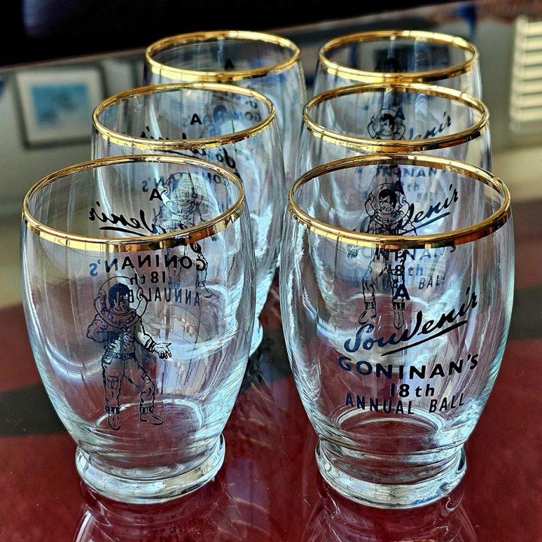 Goninan's set of six souvenir glasses