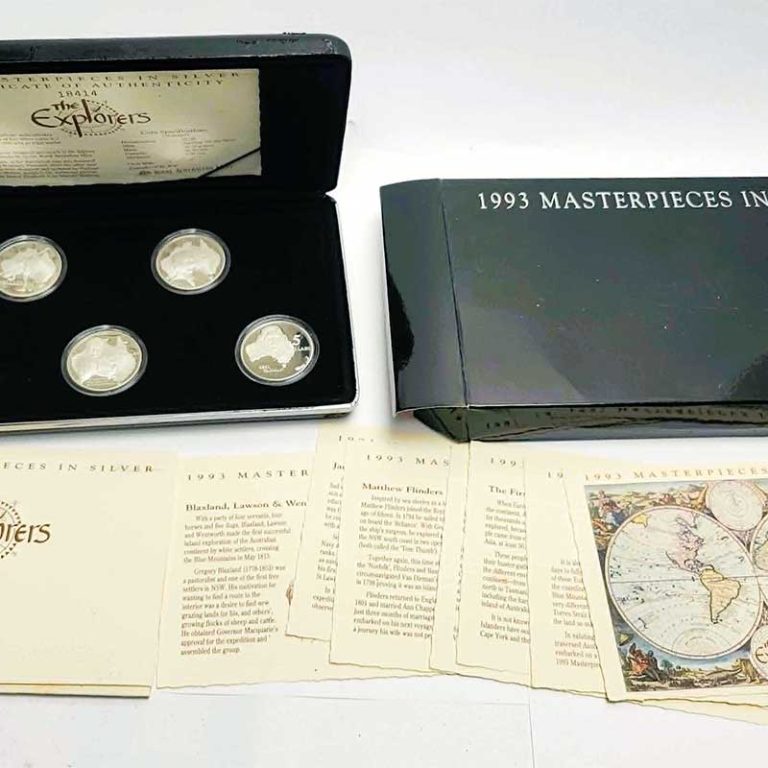 1993 Masterpieces in Silver, The Explorers Five Silver Proof Coin Set