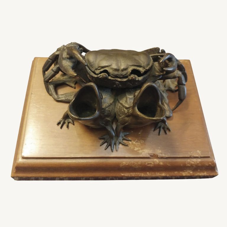 Novelty cast metal antique inkwell