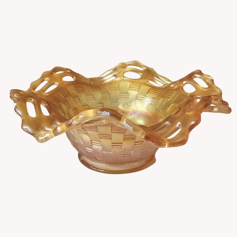 Fenton carnival glass bowl in marigold