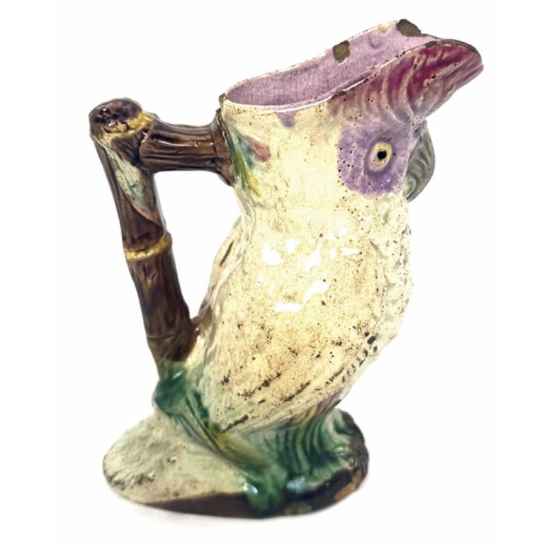 Victorian majolica parrot water jug