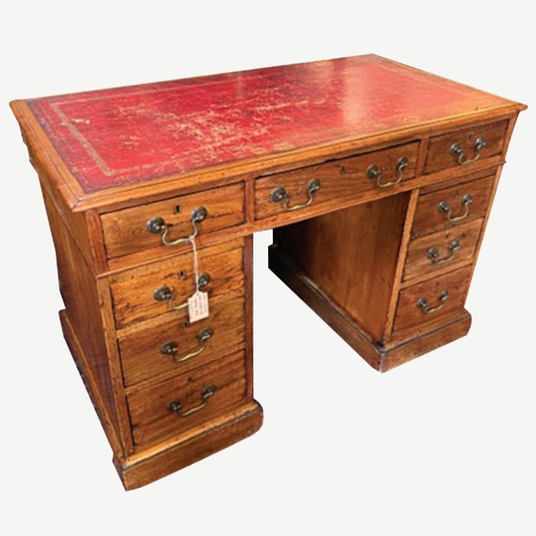 Victorian cedar leather top kneehole desk